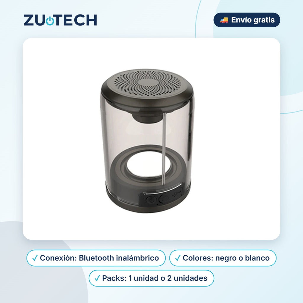 Altavoz Bluetooth Portátil Transparente - Zutech