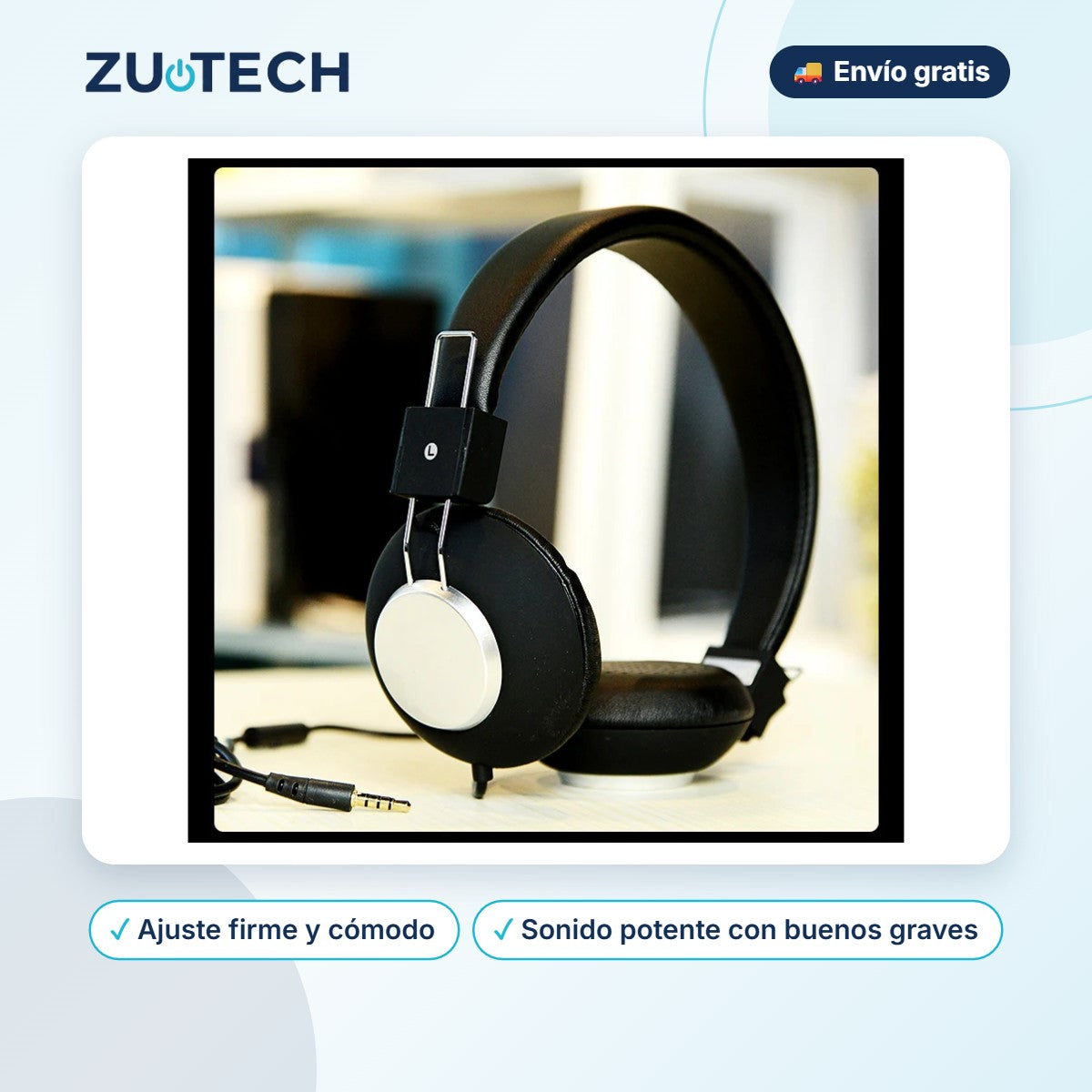 Auriculares de Diadema Deportivos con Cable - Zutech
