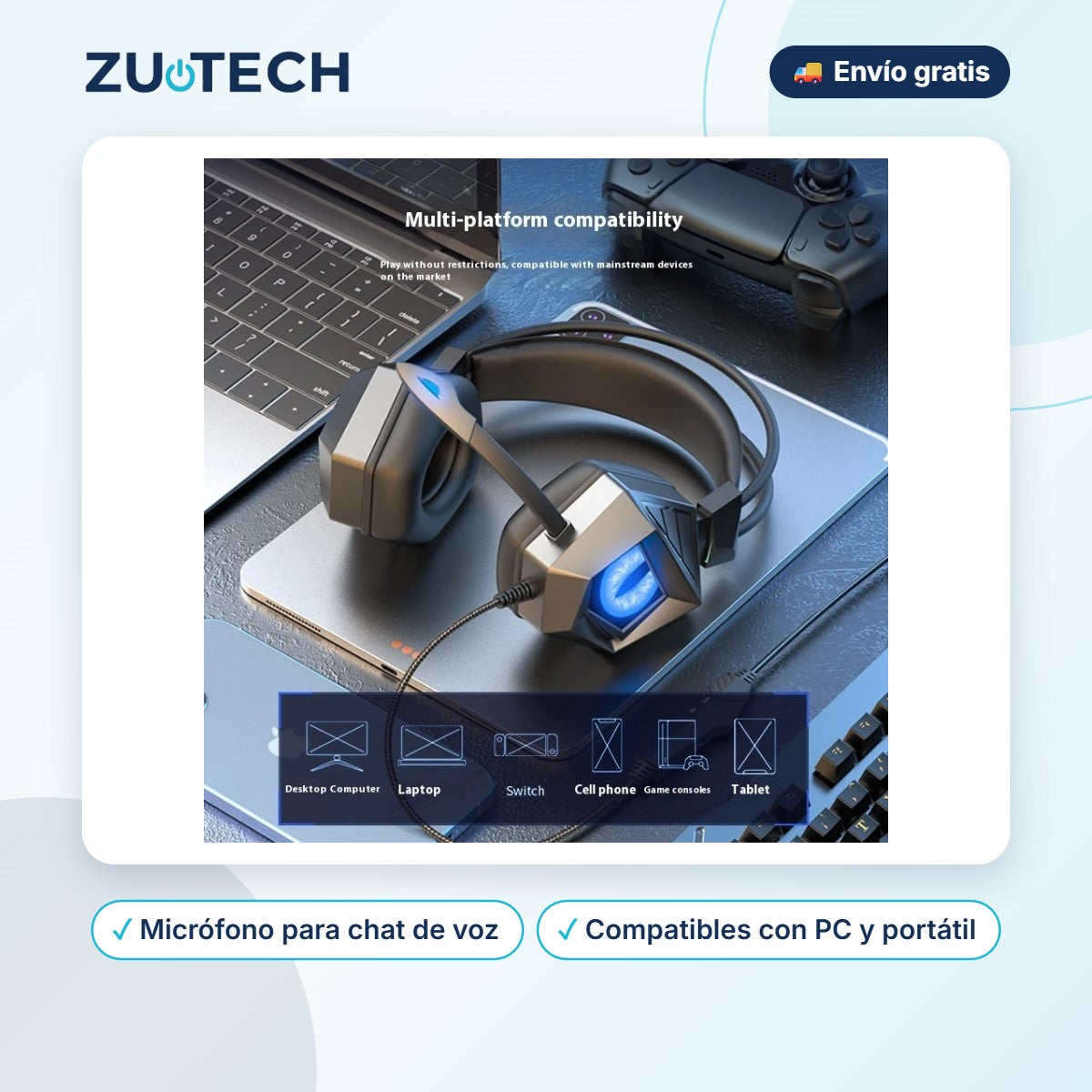 Auriculares Gaming con Cable para Ordenador - Zutech