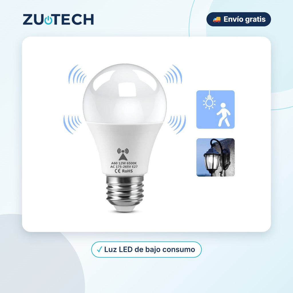 Bombilla E27 con Sensor de Movimiento - Zutech