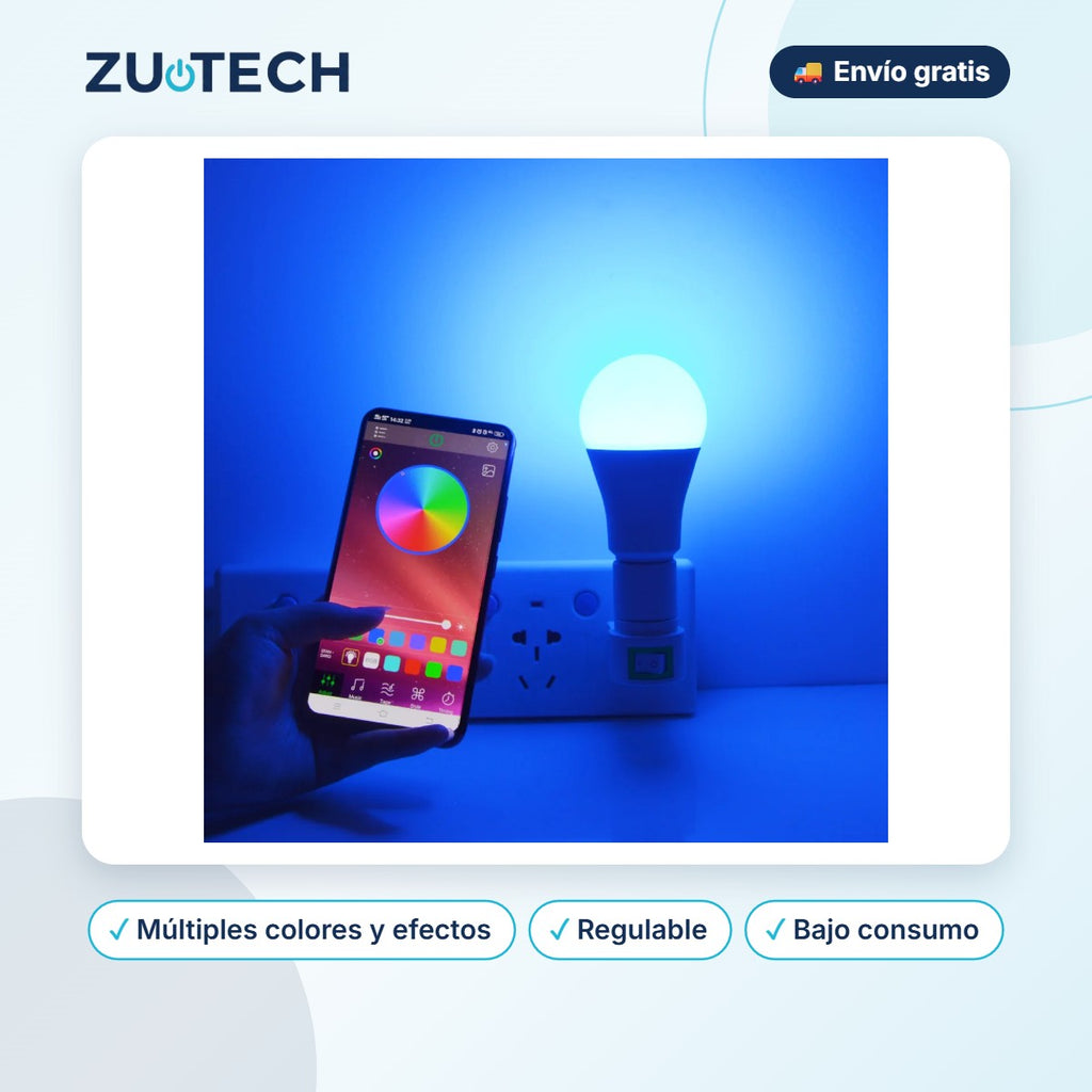 Bombilla LED Bluetooth Controlada desde el Móvil - Zutech