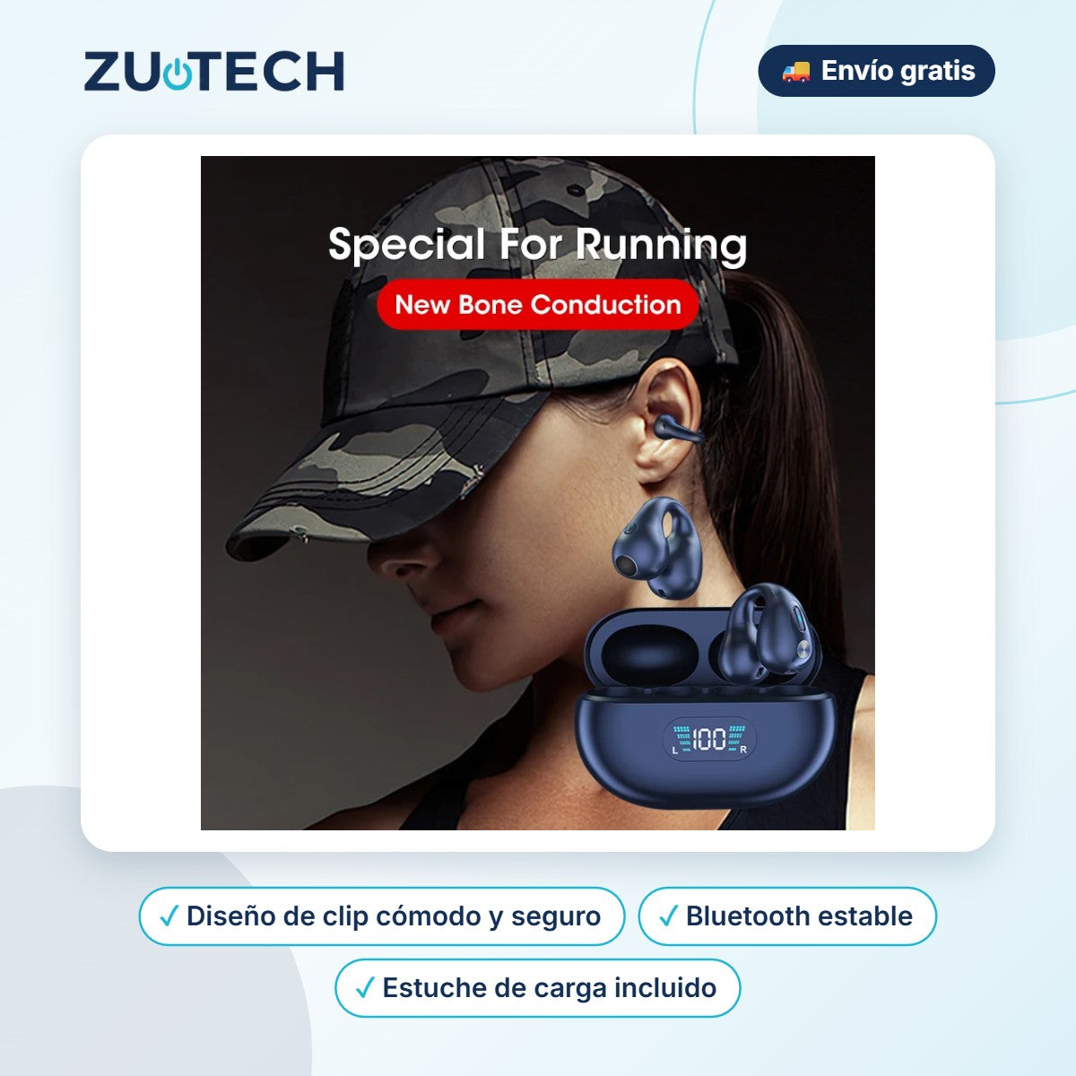 Auriculares Inalámbricos de Oreja Abierta con Clip - Zutech