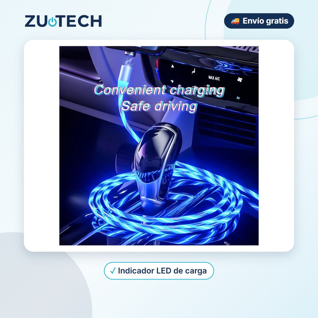 Cable de Carga Magnético con Luz LED - Zutech