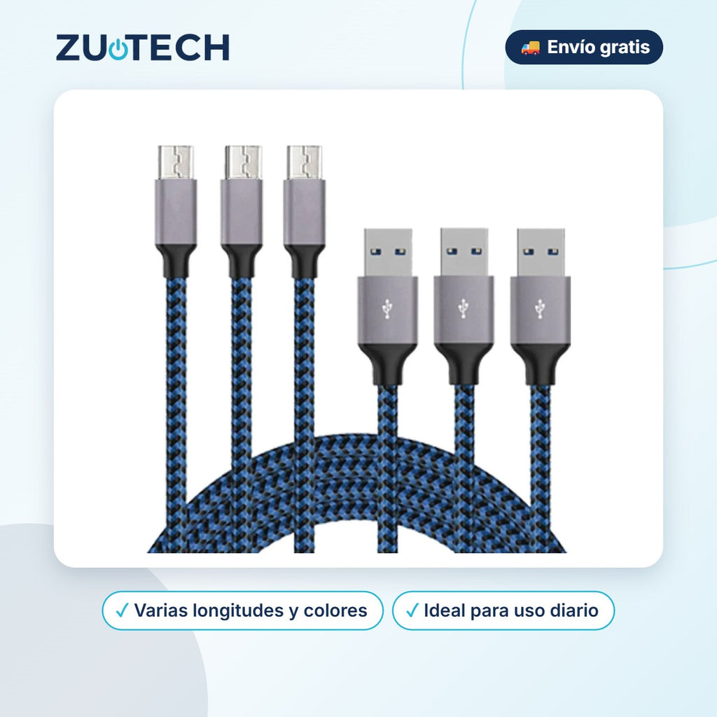 Cable de Carga Rápida Trenzado Resistente - Zutech