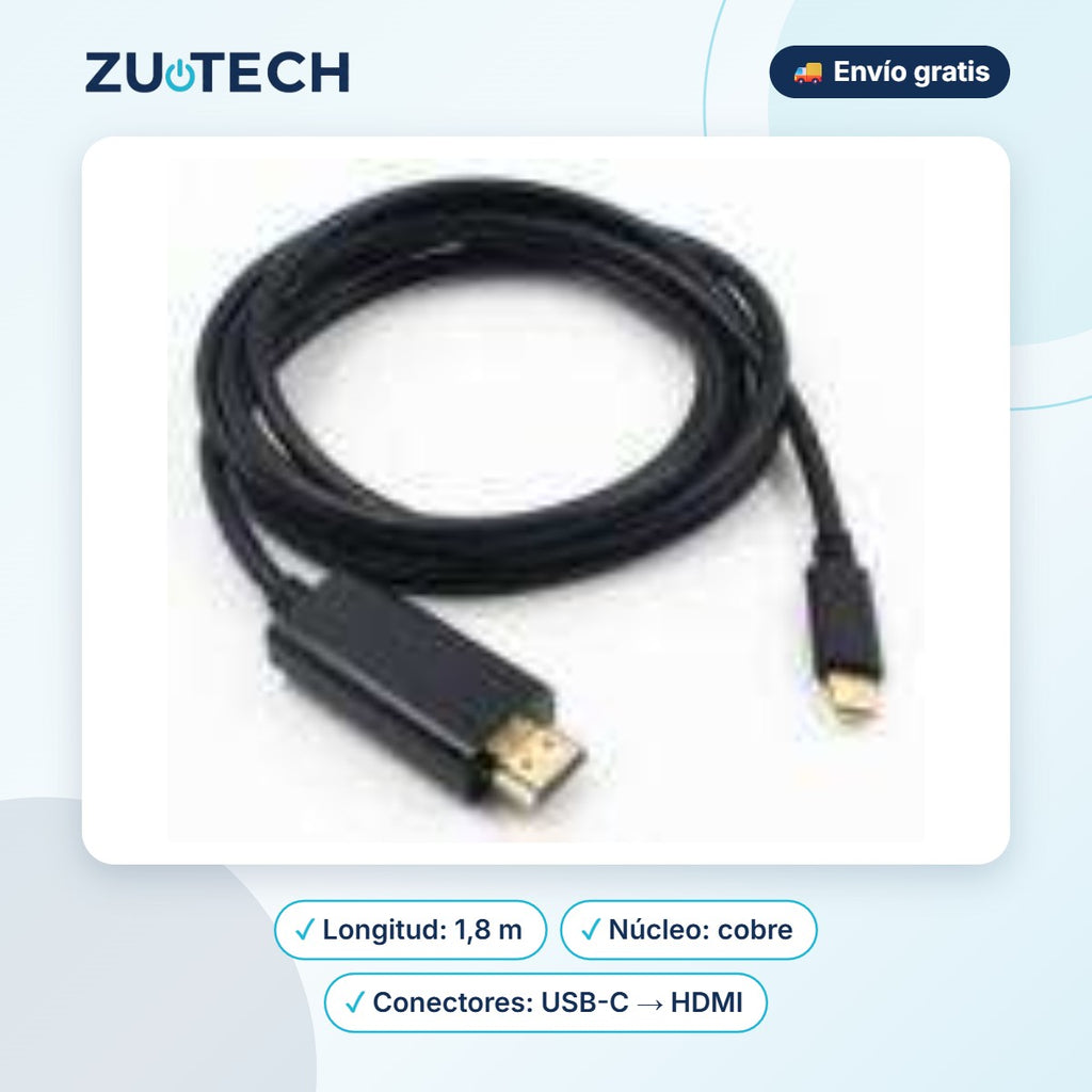 Cable USB-C a HDMI 4K - Zutech