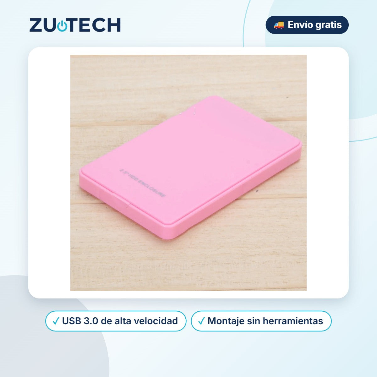 Caja Externa para Disco Duro 2,5" USB 3.0 SATA - Zutech