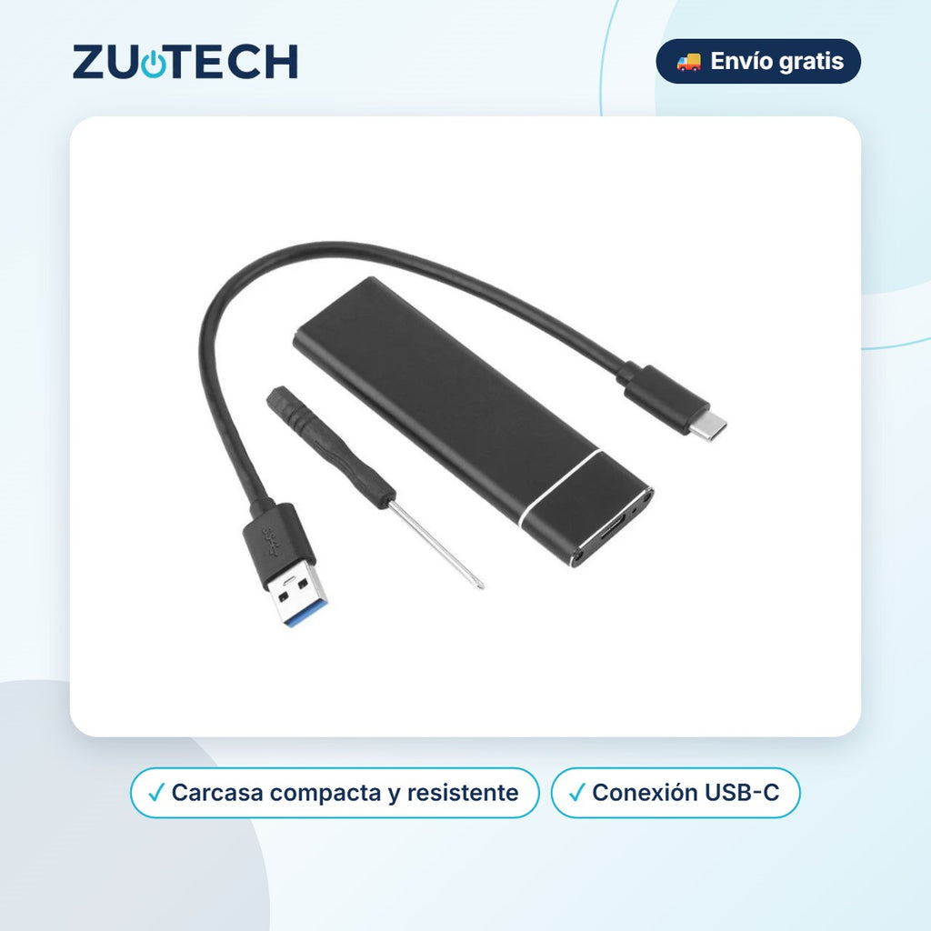 Caja Externa para SSD M.2 a USB-C - Zutech