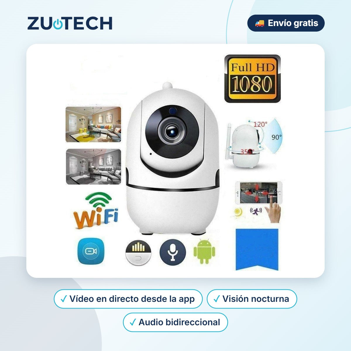 Cámara de Seguridad WiFi para Interior - Zutech