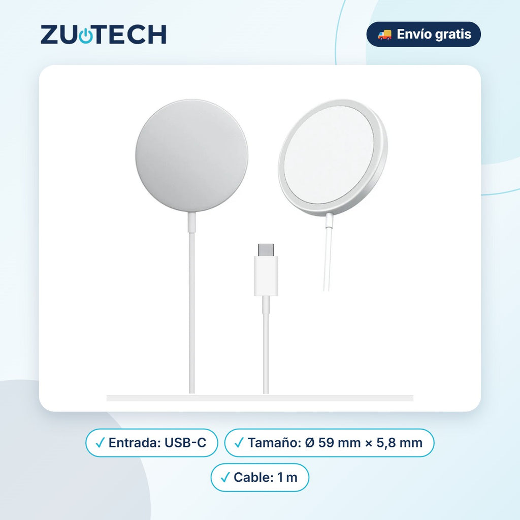Cargador Inalámbrico Magnético 15W (compatible MagSafe) - Zutech