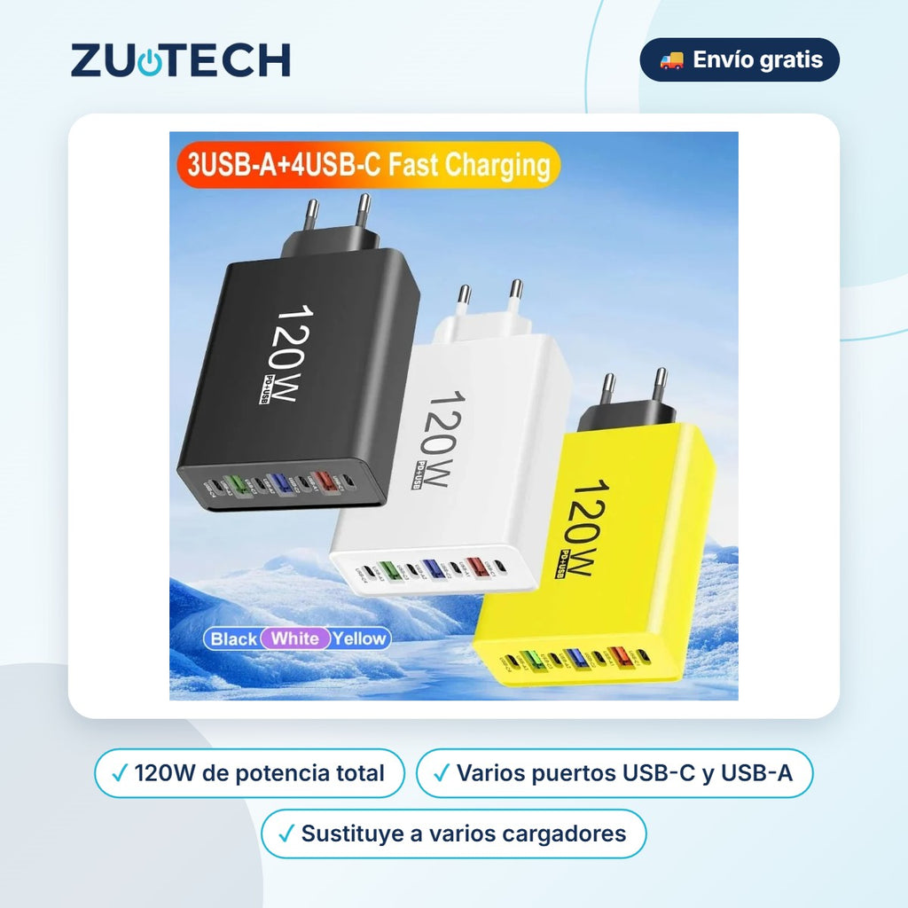 Cargador USB-C 120W Multipuerto (envío desde España) - Zutech