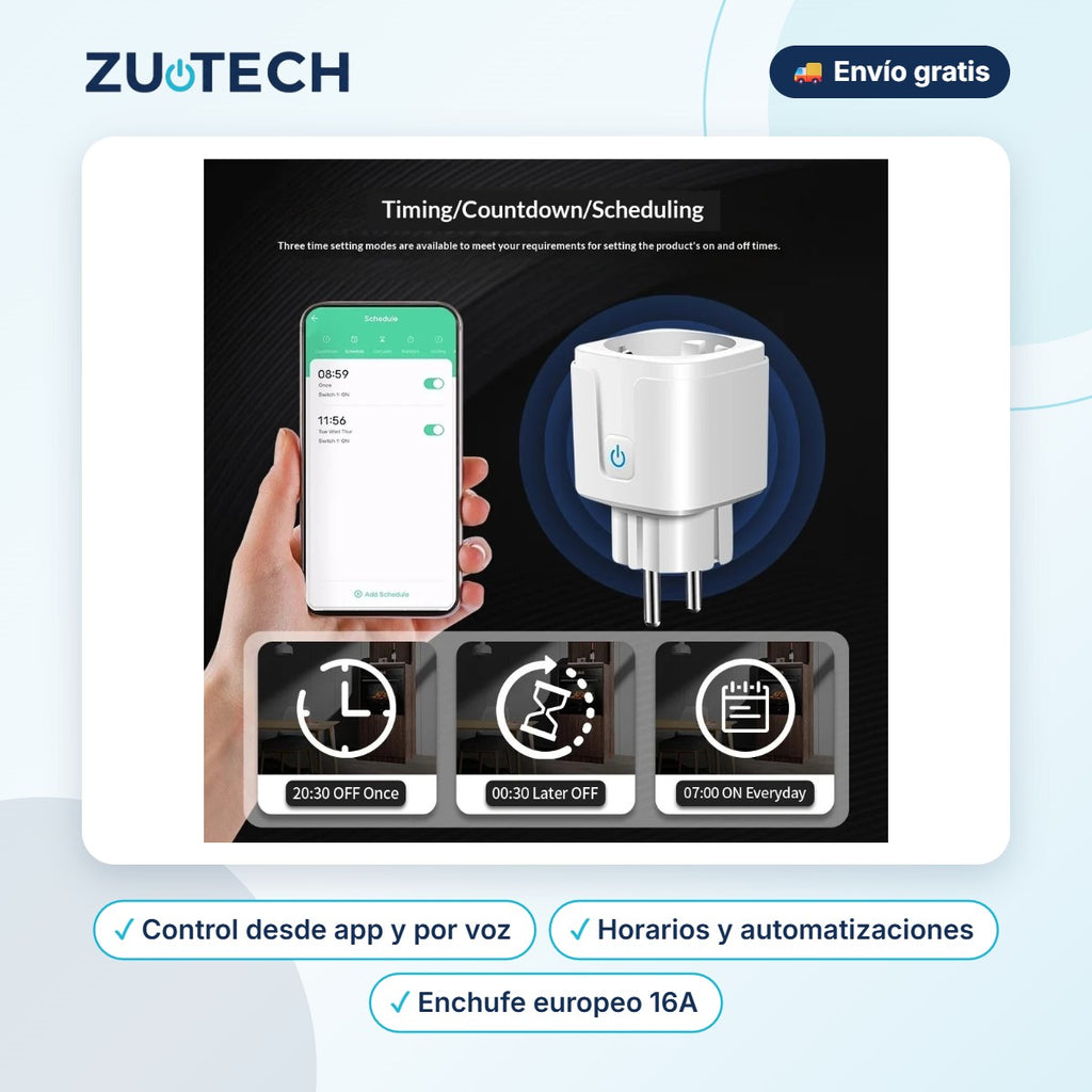 Enchufe Inteligente Matter 16A EU (Alexa, Google y Apple Home) - Zutech
