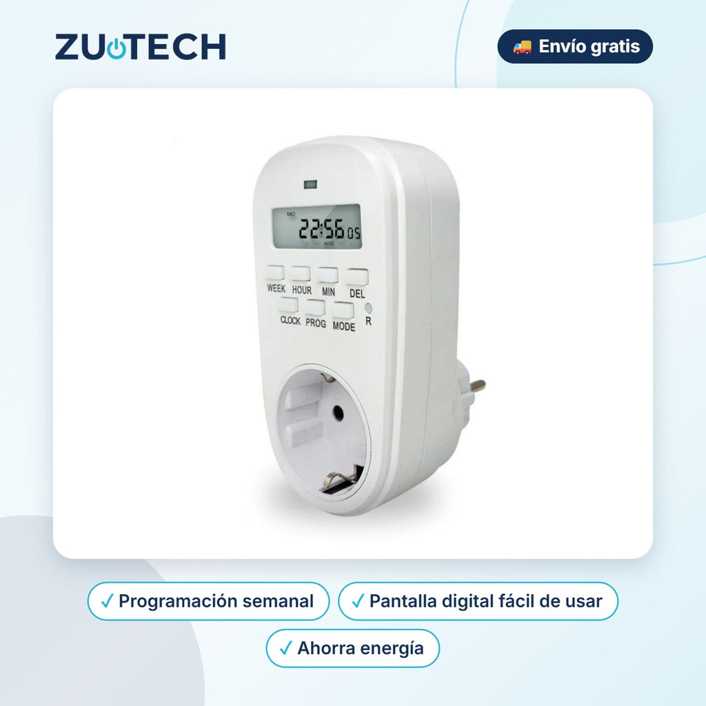 Enchufe Programador Digital con Temporizador - Zutech