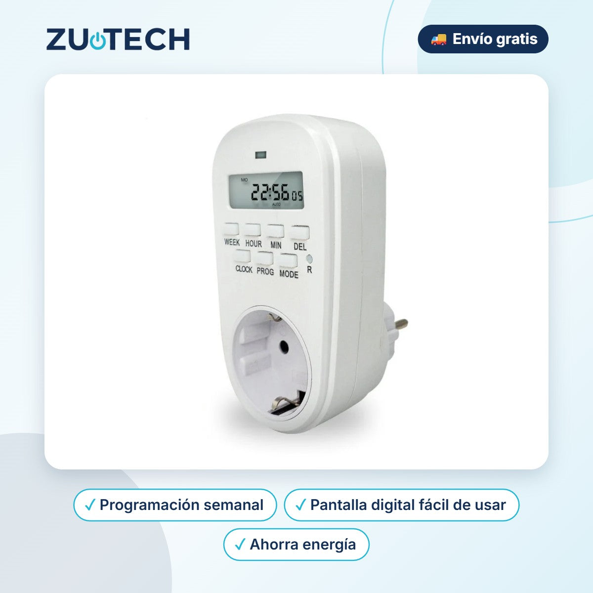 Enchufe Programador Digital con Temporizador - Zutech