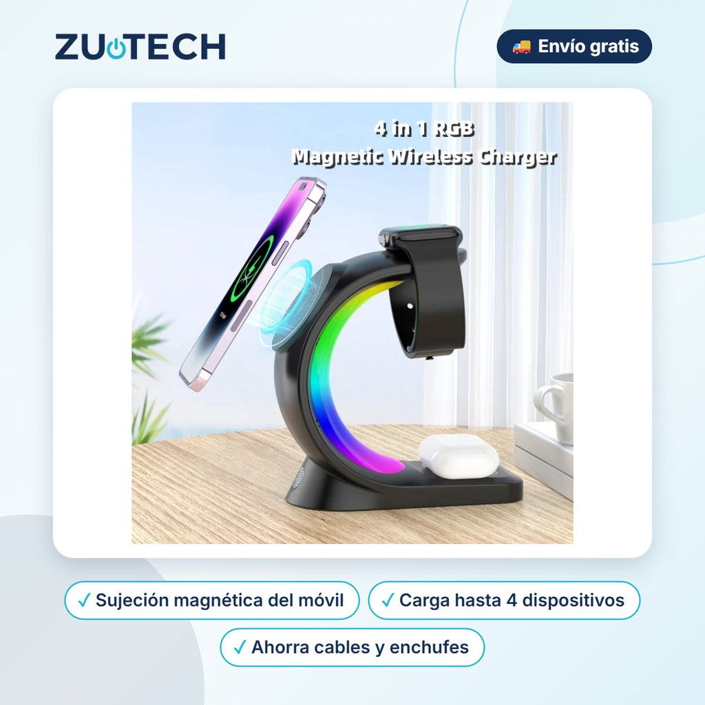 Estación de Carga Inalámbrica Magnética 4 en 1 - Zutech