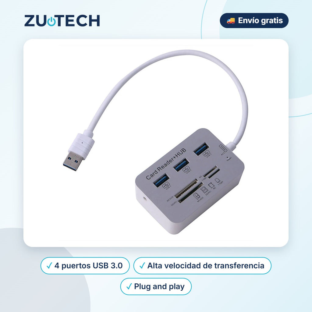 Hub USB 3.0 de 4 Puertos - Zutech