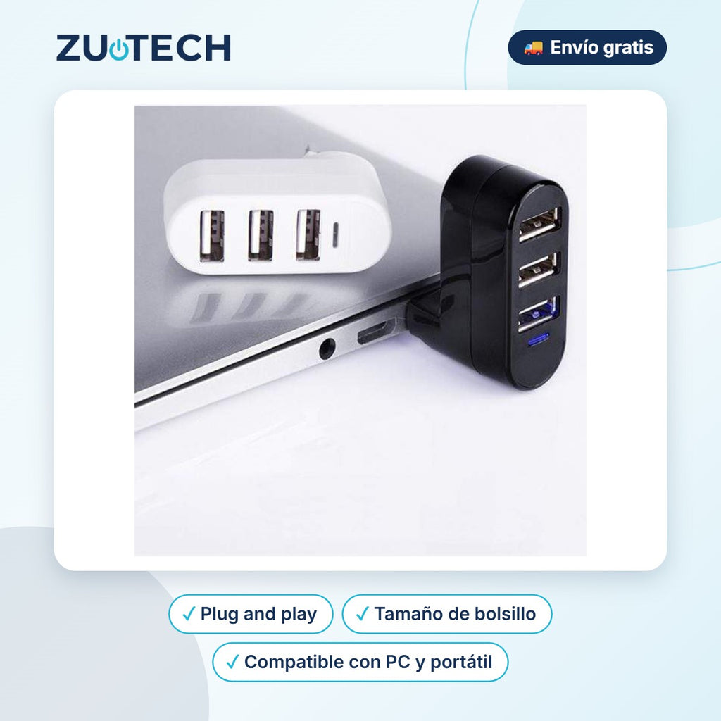 Ladrón USB Multipuerto (Hub) - Zutech
