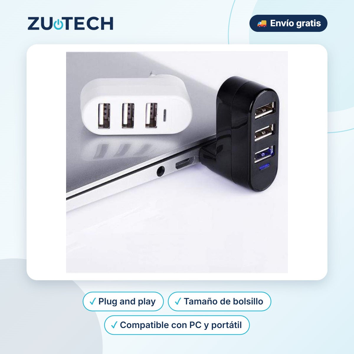 Ladrón USB Multipuerto (Hub) - Zutech
