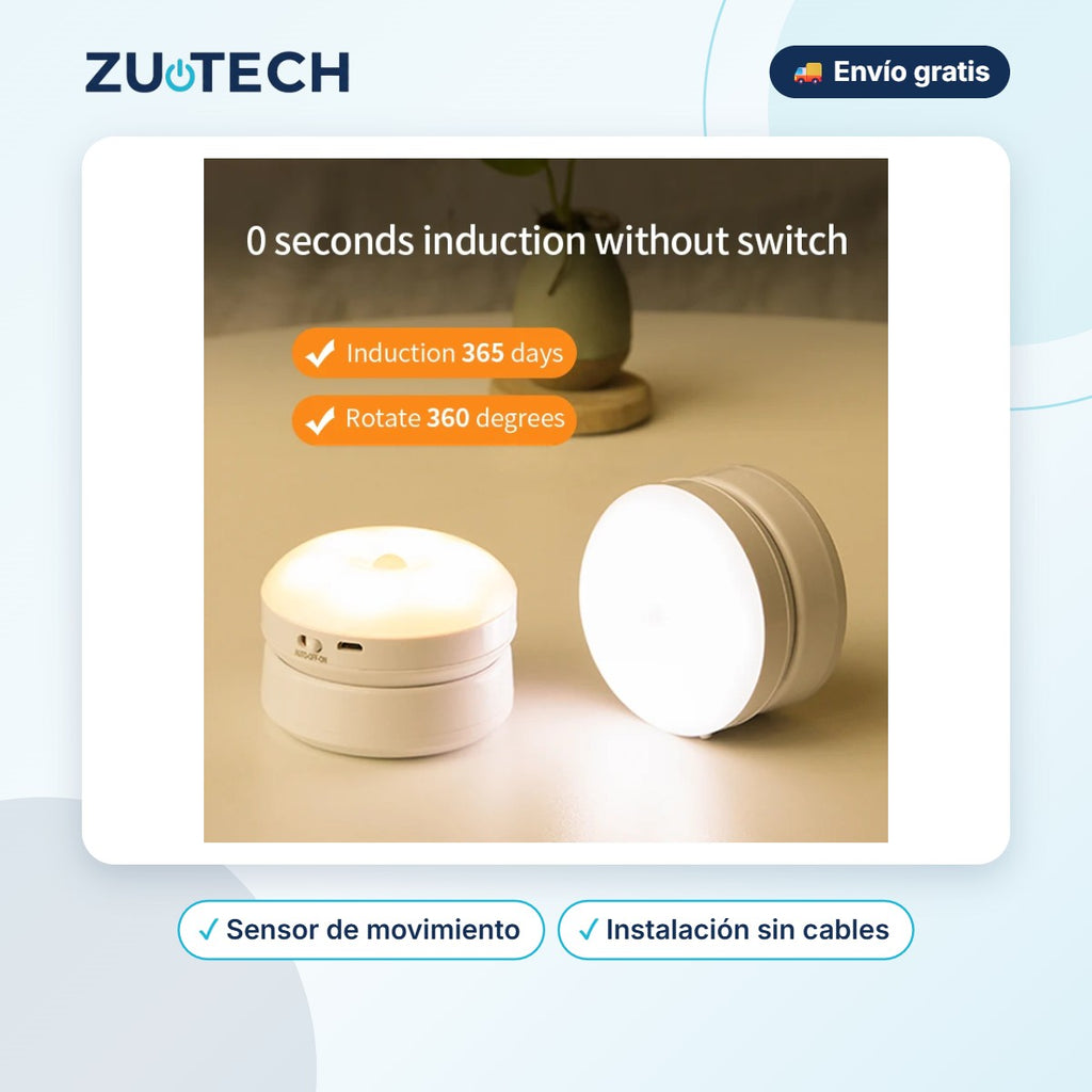 Luz Giratoria con Sensor de Movimiento para Pasillos - Zutech