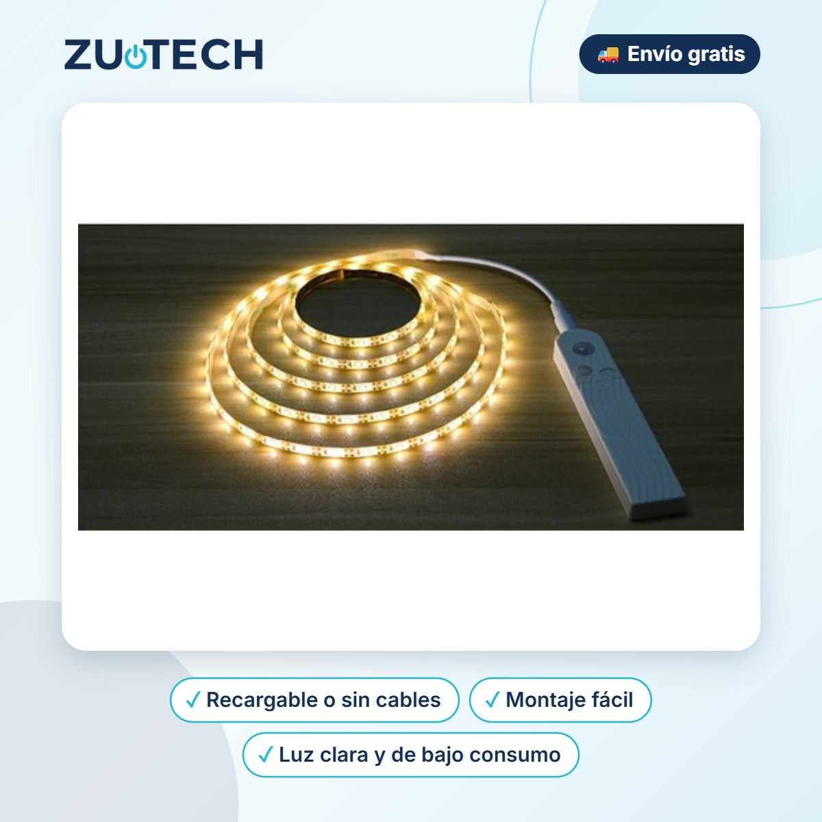 Luz LED con Sensor de Movimiento para Cocina y Armarios - Zutech