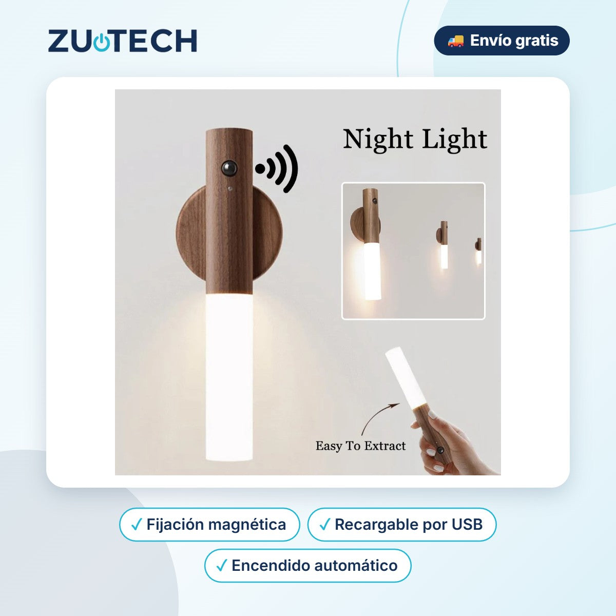 Luz LED Magnética USB con Sensor de Movimiento - Zutech