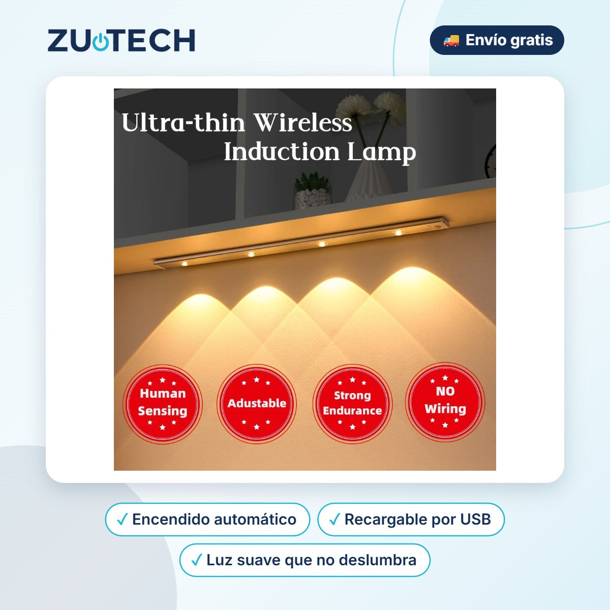 Luz Nocturna USB con Sensor de Movimiento - Zutech