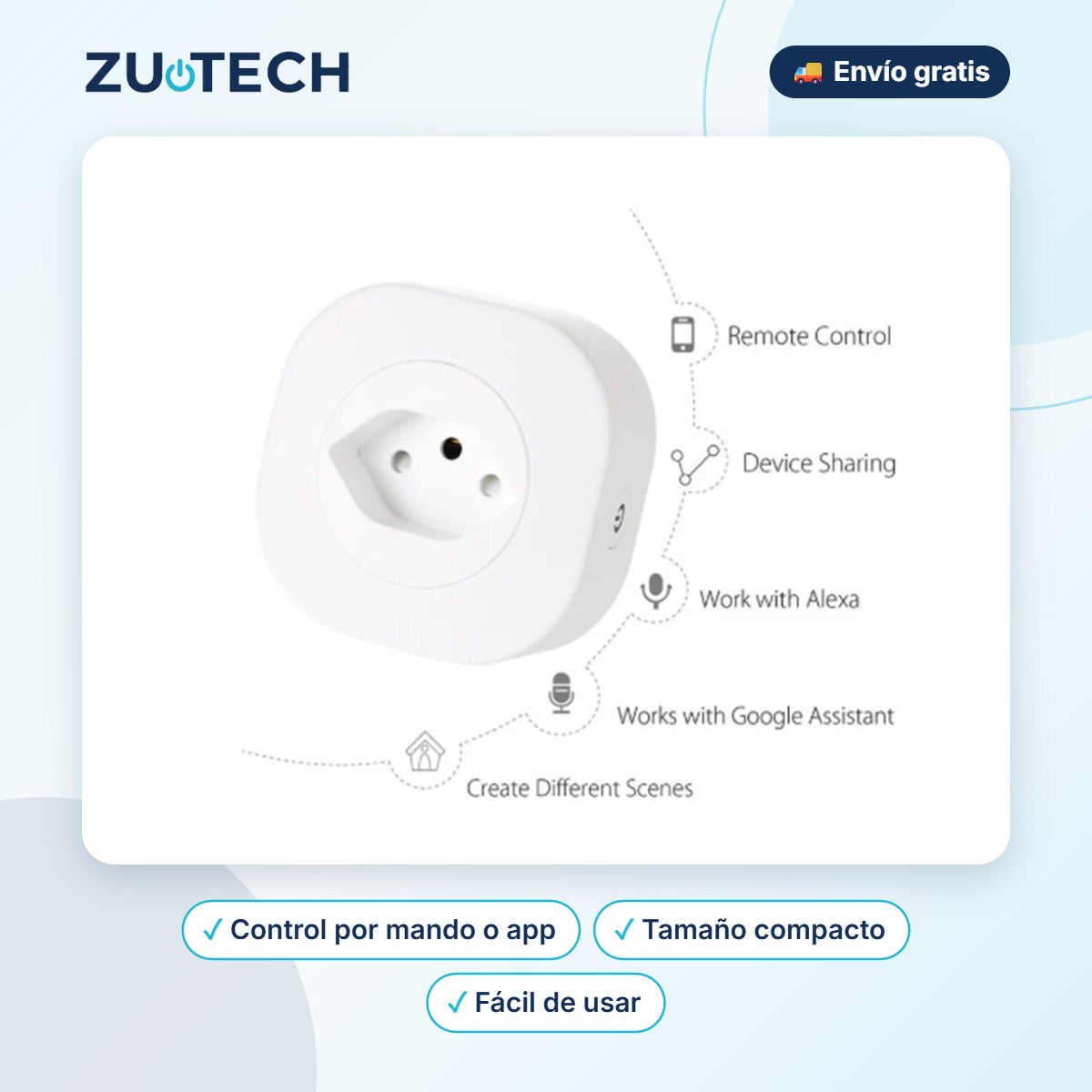 Mini Enchufe Inteligente con Control Remoto - Zutech