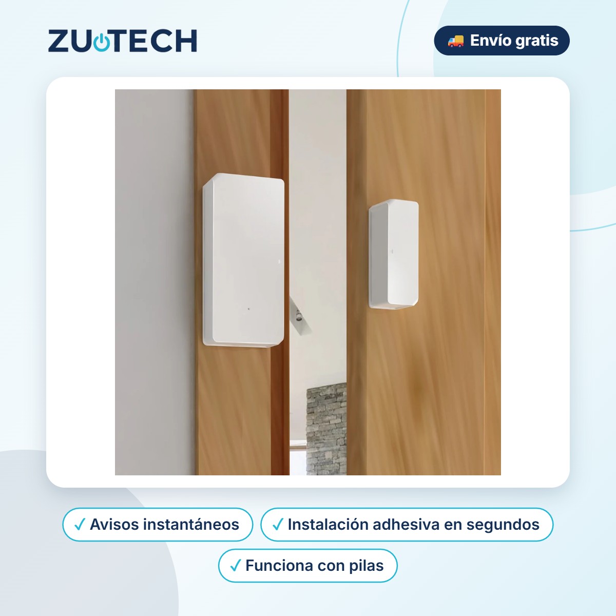 Sensor de Apertura WiFi para Puertas y Ventanas (Alarma) - Zutech
