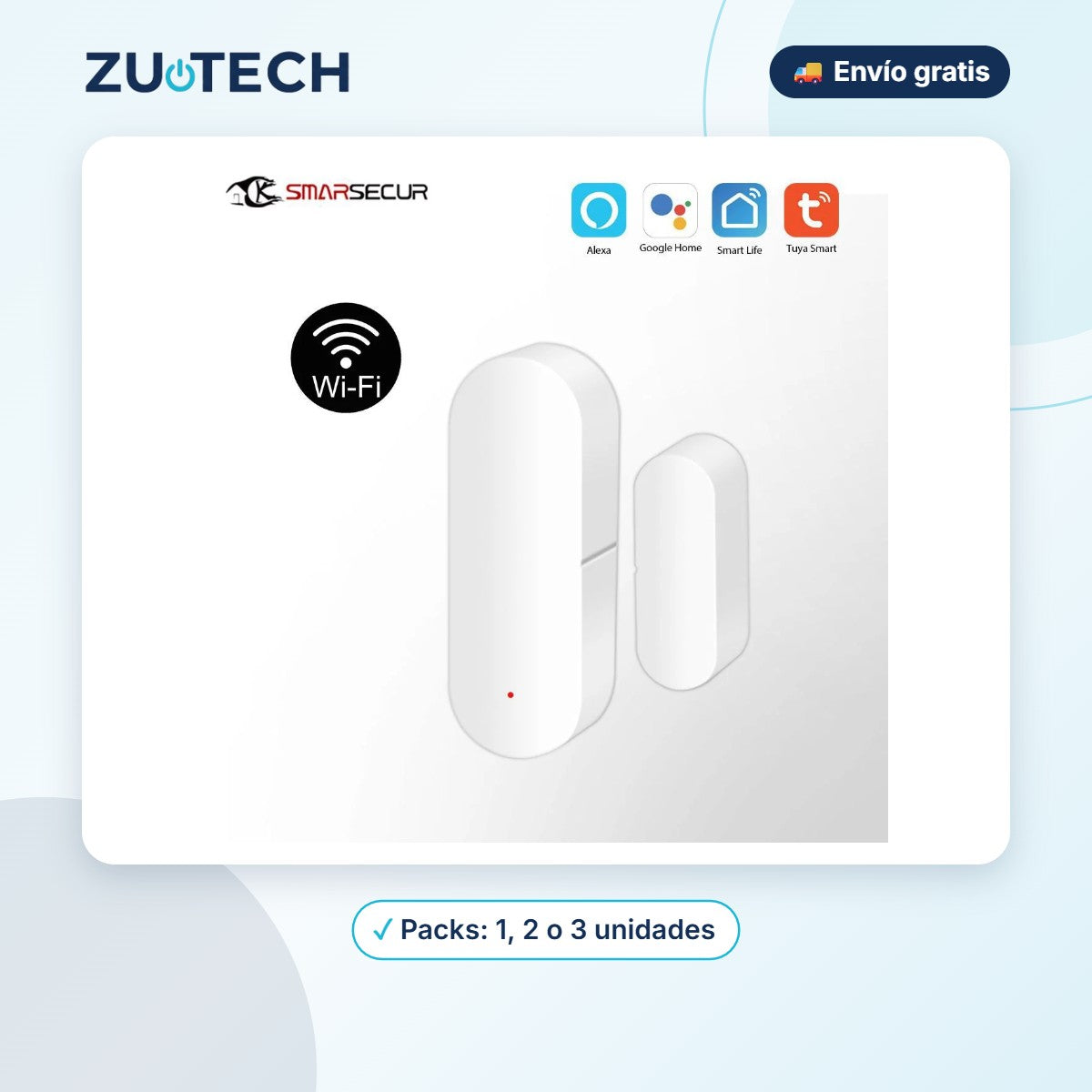 Sensor WiFi para Puertas y Ventanas (Alexa y Google) - Zutech