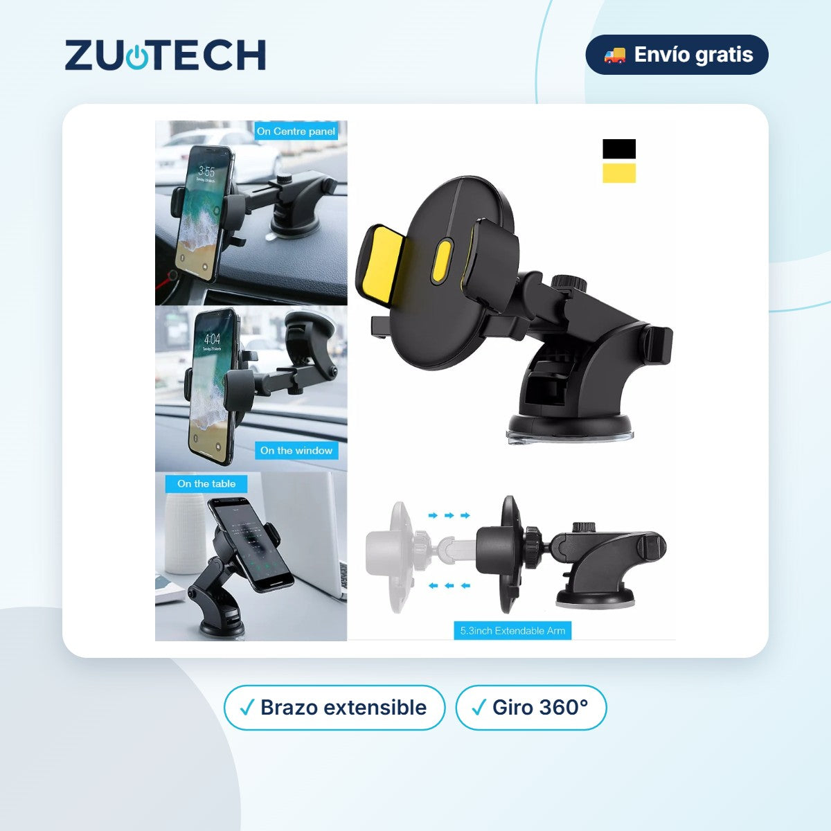 Soporte de Coche Telescópico de Brazo Largo - Zutech