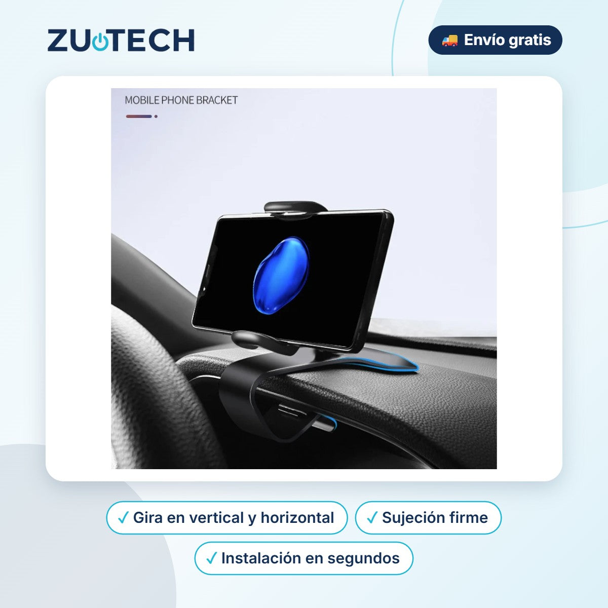 Soporte de Coche Universal Giratorio 360° - Zutech