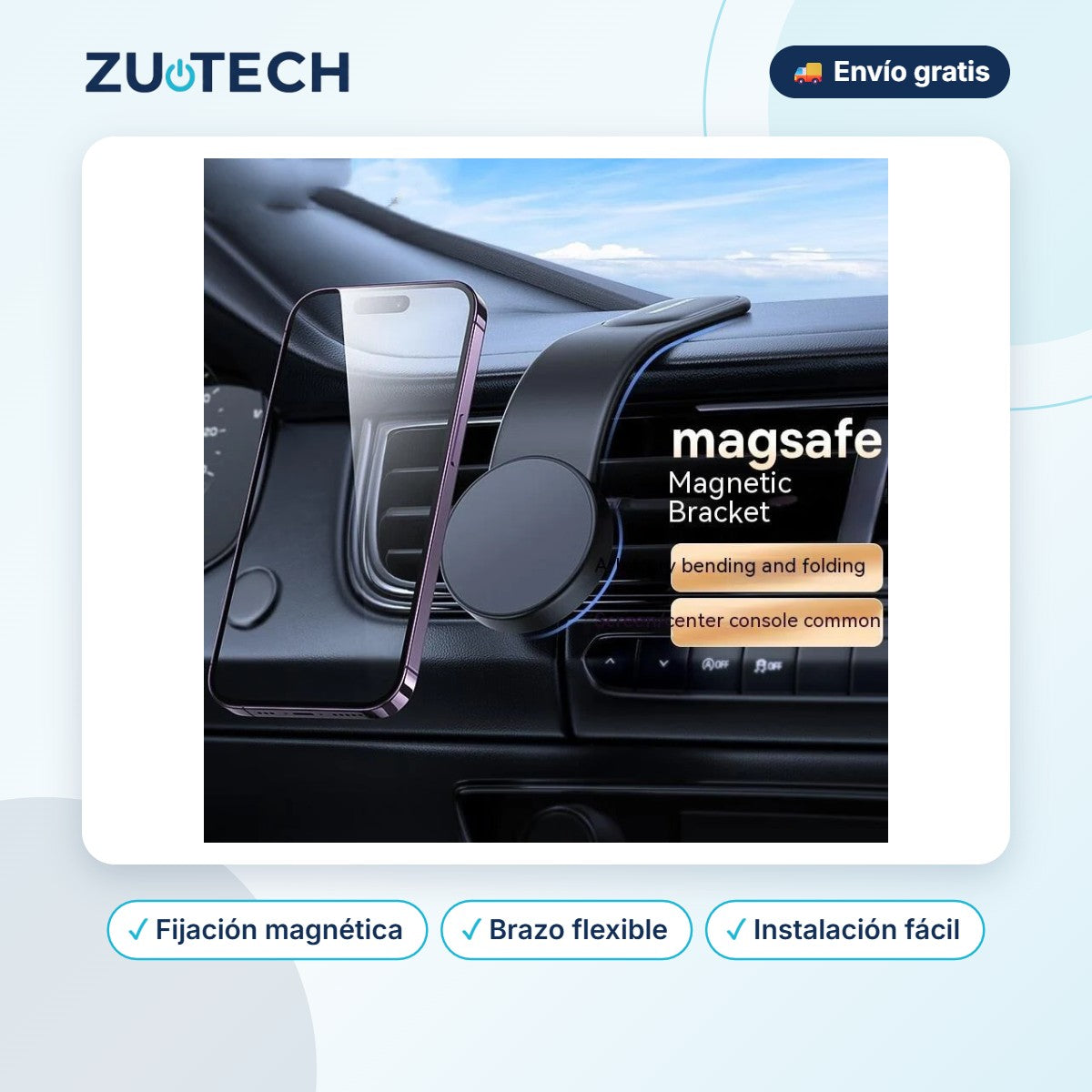 Soporte de Móvil para Coche Magnético Flexible - Zutech