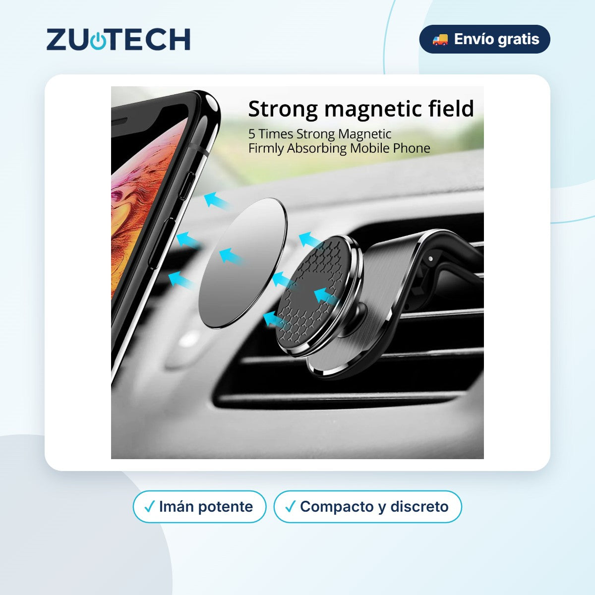 Soporte Magnético para Rejilla del Coche - Zutech