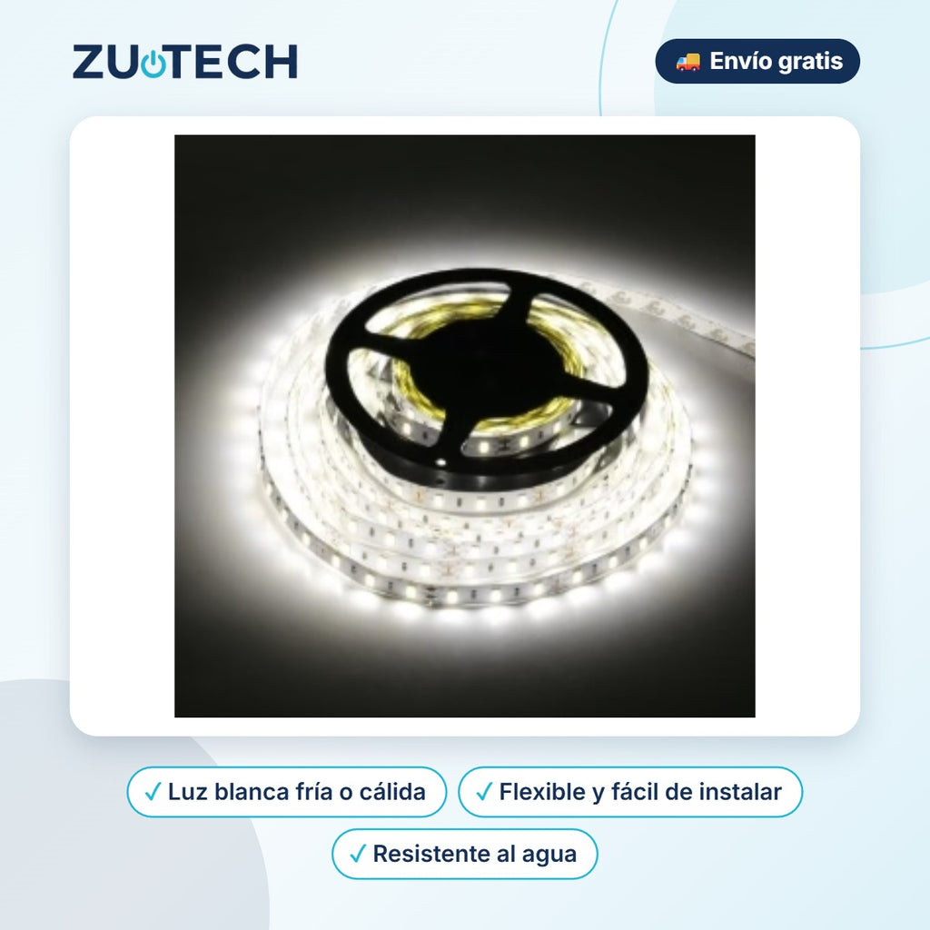 Tira LED Flexible Impermeable de Luz Blanca - Zutech
