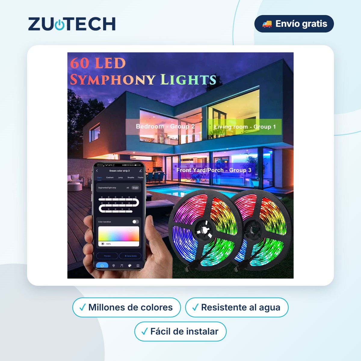 Tira LED RGB 5050 Impermeable de Exterior - Zutech