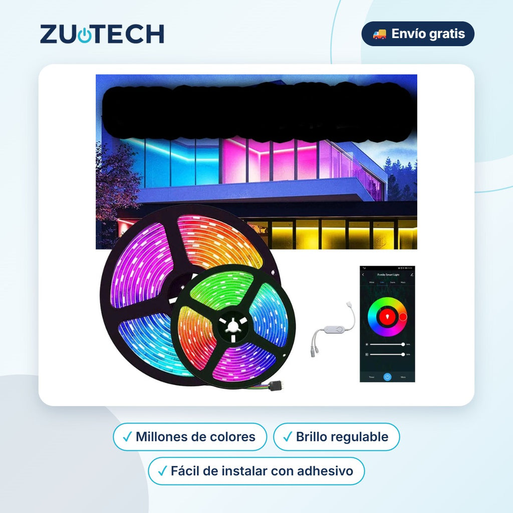 Tira LED RGB Regulable Multicolor - Zutech